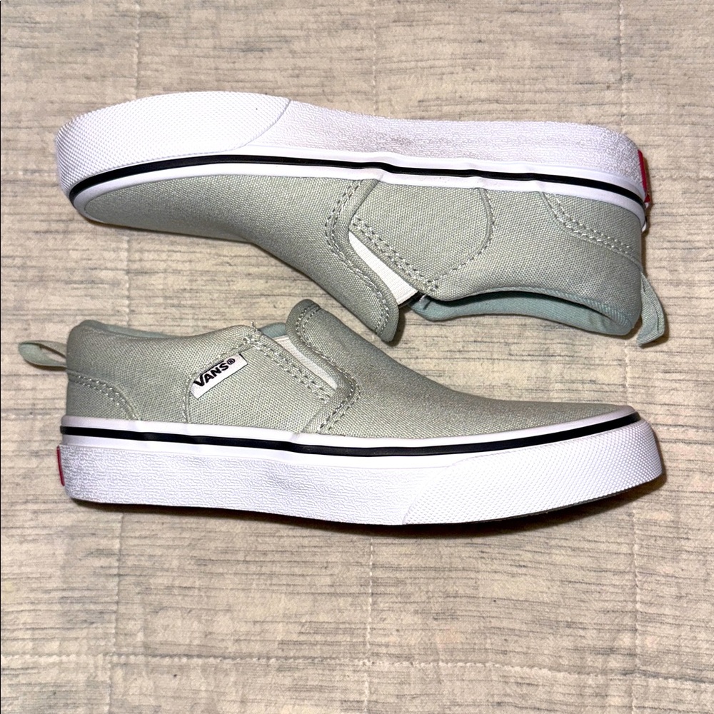 Kids Vans Mint Green Slip-On Sneakers